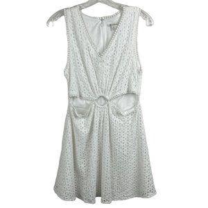 VERSONA Womens 8 White Eyelet Dress Sleeveless V-Neck Cut Out Short Back Zip